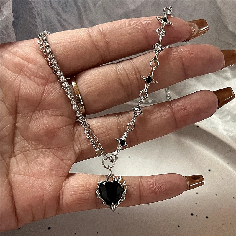 Gothic Punk Mode Charme süße rosa große Kreuz Anhänger Halsband Ketten Halskette Frauen Y2K 2000er EMO Grunge Zubehör Schmuck – Detail 6