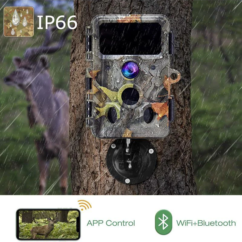 WiFi Hunting Trail Camera 4K Video UHD 30MP Infrared Night Version Camera Wildlife Monitoring Cameras Waterproof IP66