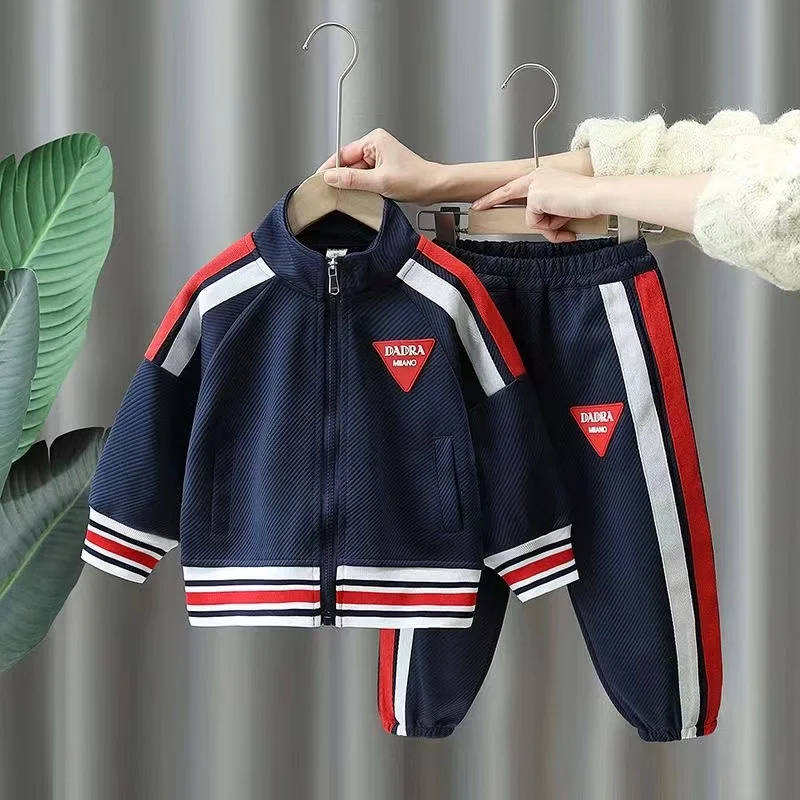 

Boys Spring And Autumn Set 2024 New Children's Fashion Letter Handsome Clothing Boys' Sports Two Piece Set Kids Clothing