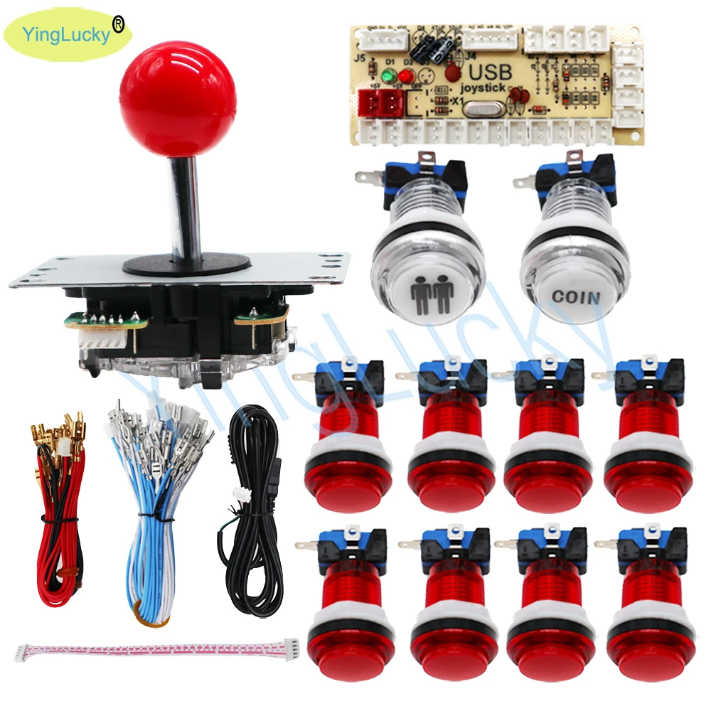 플레이어 DIY 아케이드 조이스틱 키트, 아케이드 버튼 10 개, 조이스틱 1 개, USB 키트 인코더 1 개, 아케이드 게임 게임 액세서리
