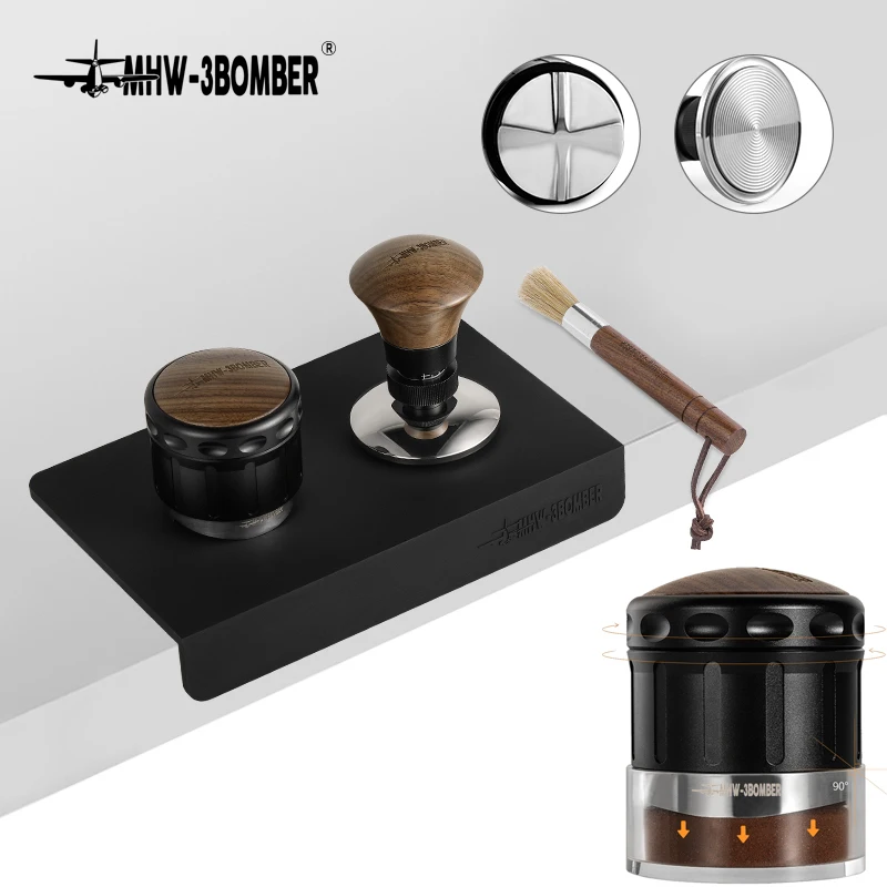 MHW-3BOMBER Adaptive Height 58.35mm Coffee Distributor & Adjustable Depth Espresso Tamper Home Barista Leveler Tool Accessories