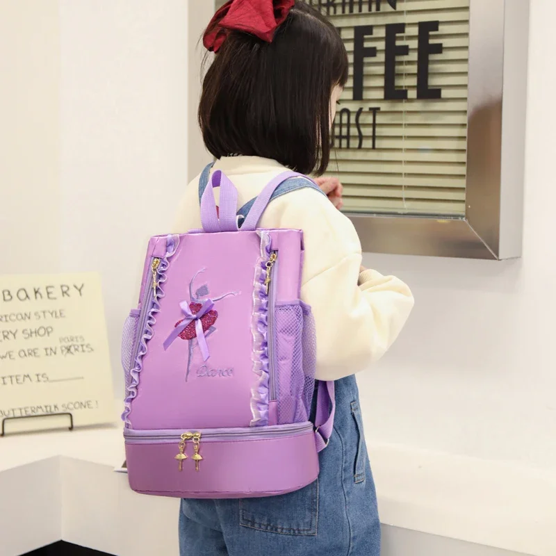 Bolsa de bailarina de encaje para niñas, zapatos de baile de Ballet, bolsas de princesa de dibujos animados, mochila escolar de regalo para bebés