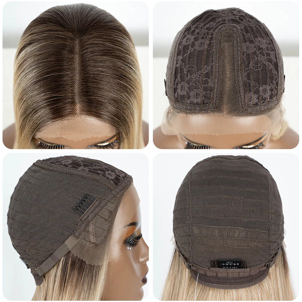 วิกผมสังเคราะห์ลูกไม้ด้านหน้า22 "สีน้ำตาลผมสีดำสีบลอนด์วิกผมบ๊อบธรรมชาติสำหรับผู้หญิงวิกผมคอสเพลย์ทนความร้อน