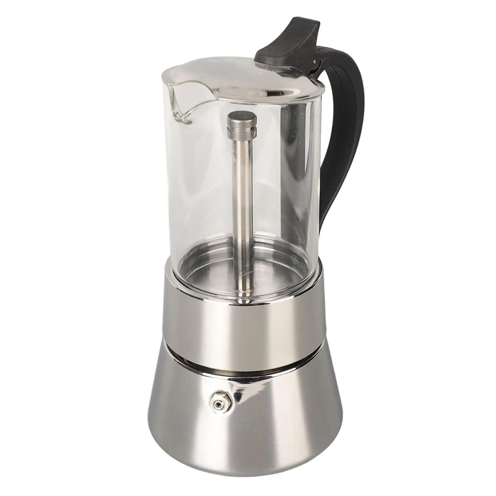 

Stainless Steel Italian Coffee Maker for 4 Cup Pot Crystal Glass Top Stovetop Espresso Machine
