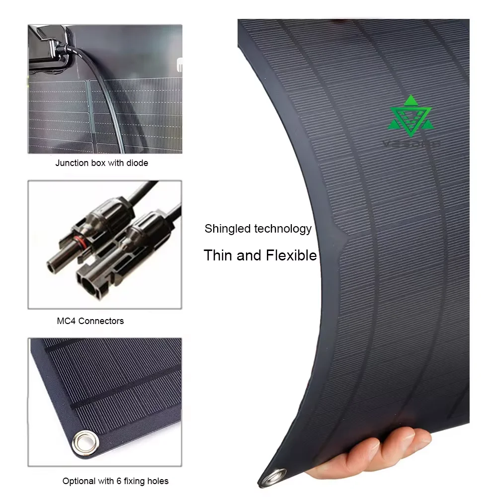 10 pieces  150W semi flexible solar panel ETFE PET waterproof photovoltaic single crystal solar cell