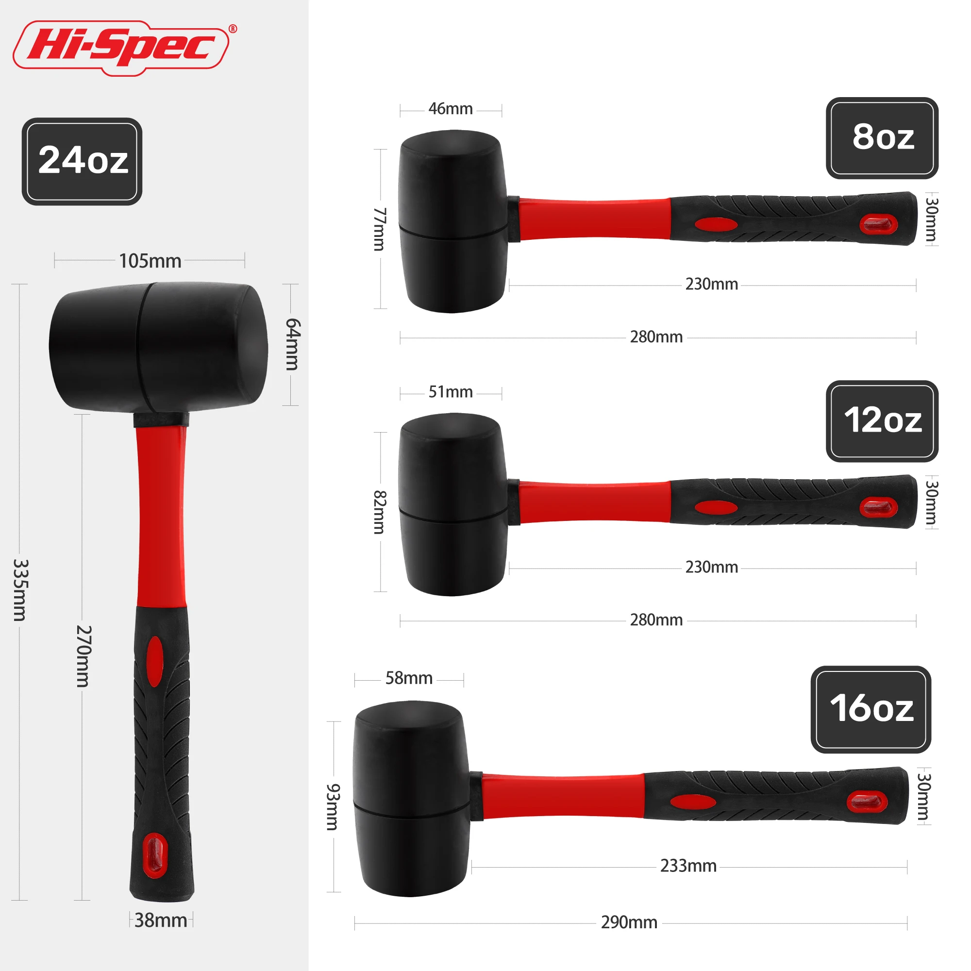 Soft Face Rubber Mallet Shock Absorbing Striking Tool Non-Marking Dual Head Cushioned Handle for Furniture Assembly Woodworking