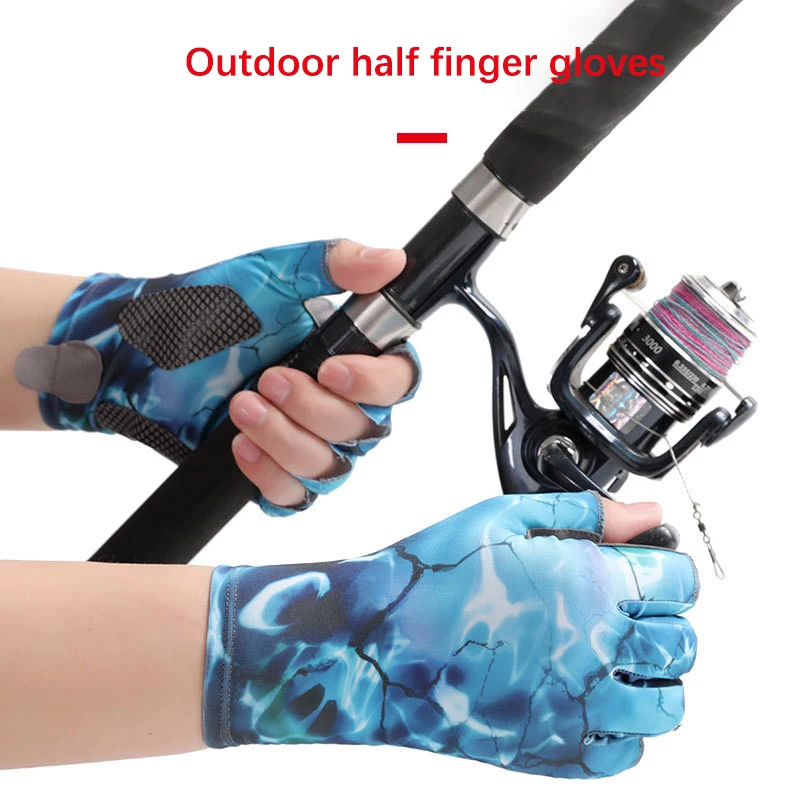 Men\'s Summer Fishing Anti-slip Wearable Cool Outdoor Professional Fishing G10-DY Half Finger Gloves Ice Silk Breathable Soft UV