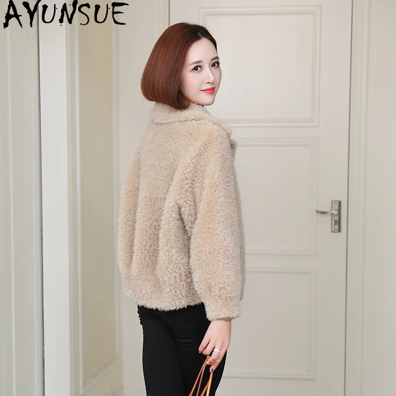 AYUNSUE 100% laine manteau femmes 2025 véritable mouton peau de mouton veste vêtements d'hiver femme nouveau dans manteaux Composite fourrure П199ьто Ж брае