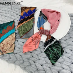 Double Printing Long Silk Scarf Women Neckerchief Skinny Bag Scarf Female Neck Twill Silk Scarf Head Scarves Wraps For Ladies