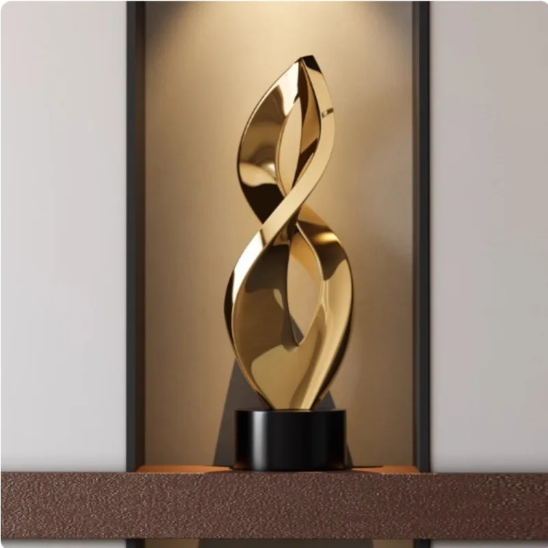 Abstract Art Sculptures Electroplated Gold Figurines Luxury Modern Ornaments Creative Aesthetic Living Room Home Decoration Gift