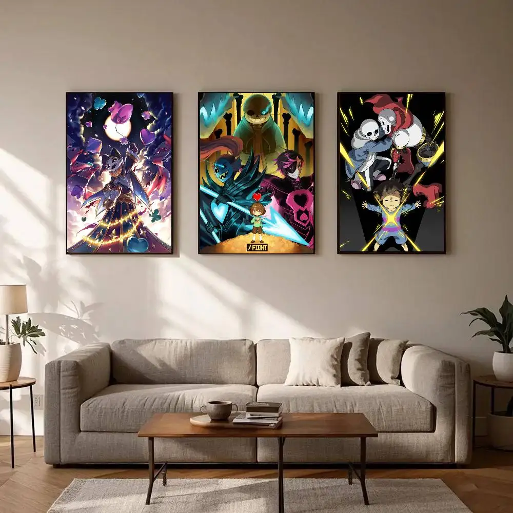 Undertale Animated Game Poster Art Sticky Wall Waterproof Home Living Room Bedroom Bar Aesthetic Decoration