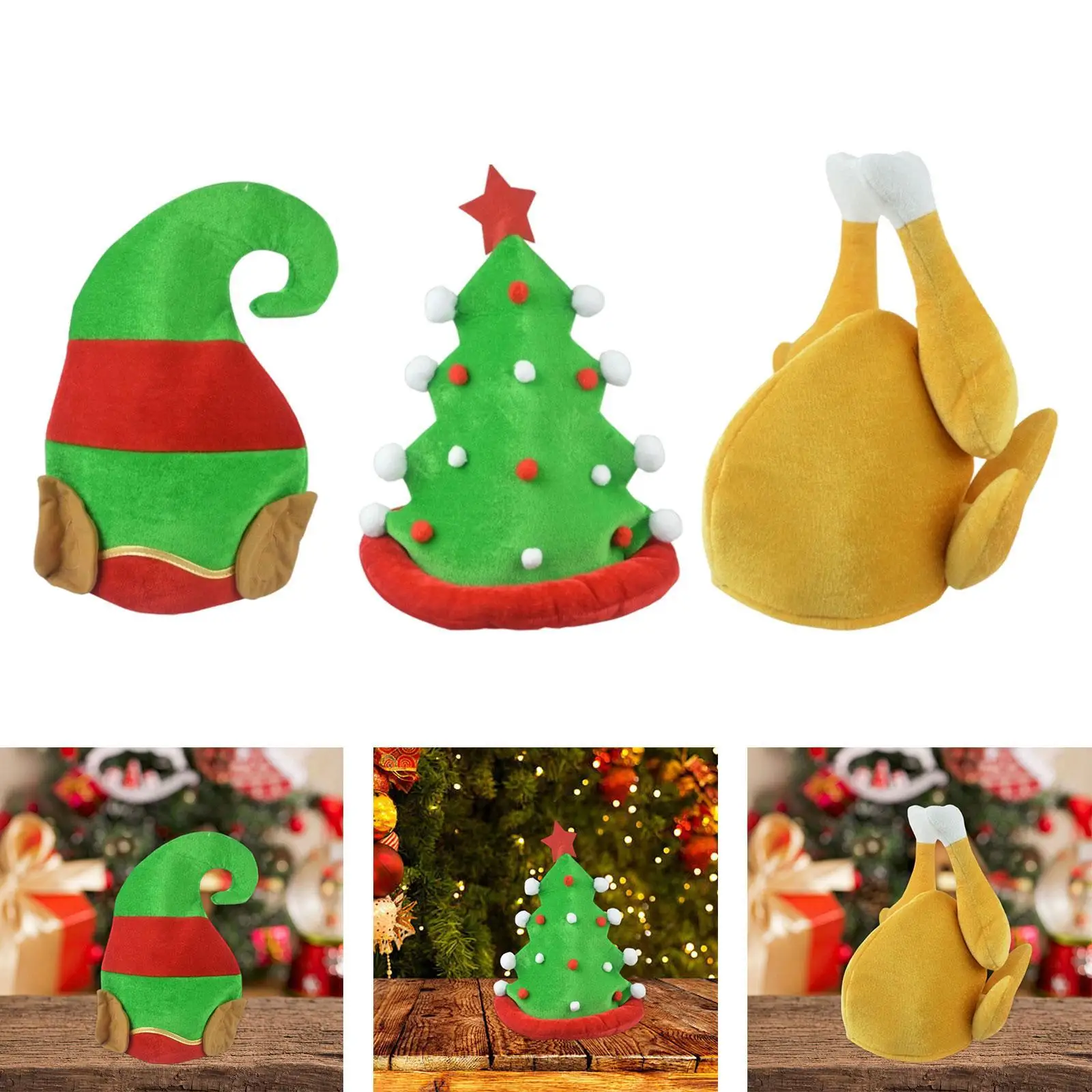 

Christmas Hat Novelty Dress up Decor Photo Prop, Headgear Headwear for Nightclub, Stage, Performance, Carnival Party Favors