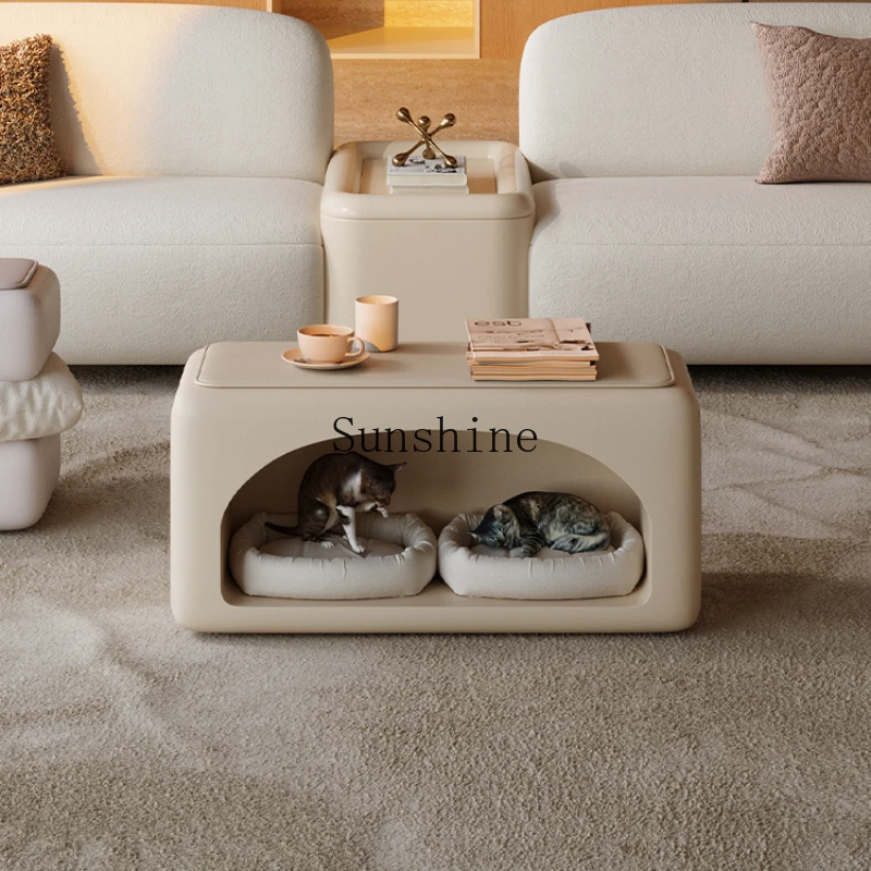 

Cream style modern simple pet coffee table combination living room home creative cat nest coffee table