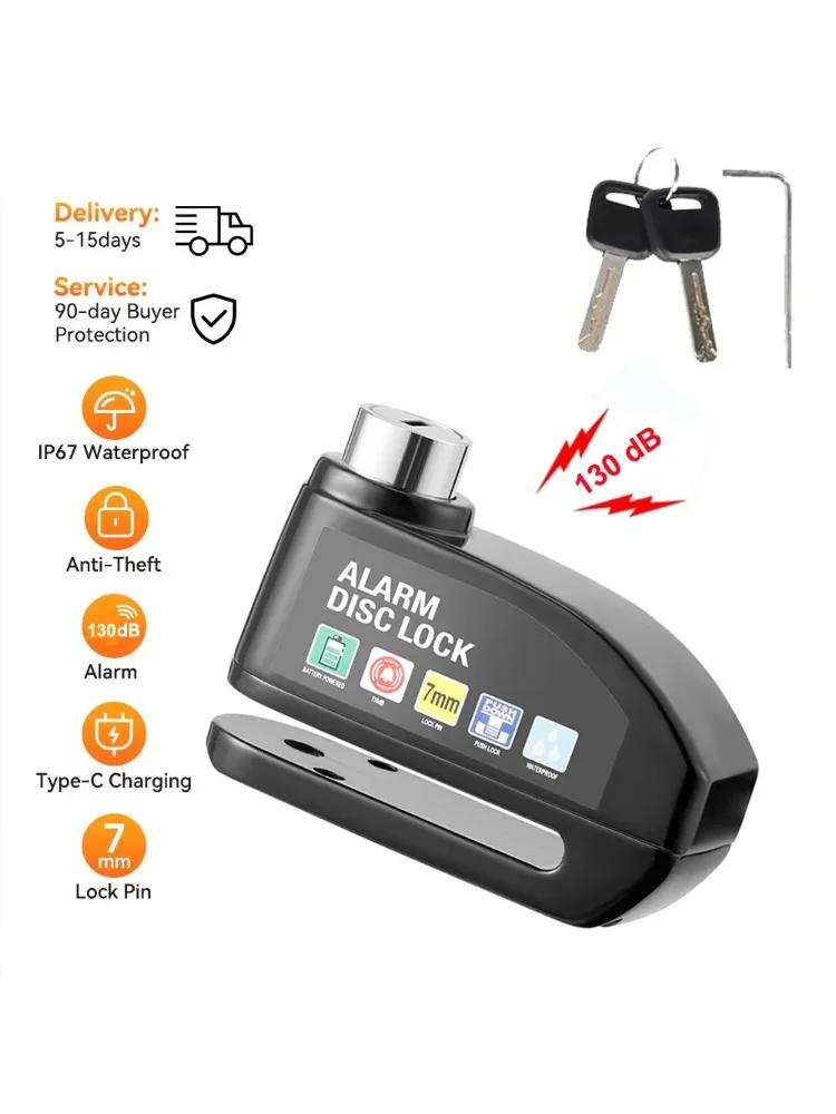 Motorrad Alarm Lock Fahrrad Disc Lock Warnung 130DB Sicherheit Legierung Anti Diebstahl Wasserdichte Bremsscheibe Vorhängeschloss Disc Bremse Schloss