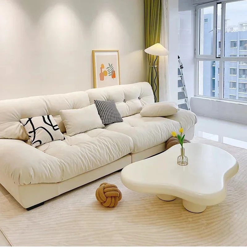 Italian technology fabric sofa, small living room, modern and minimalist internet celebrity cream style cloud sofa