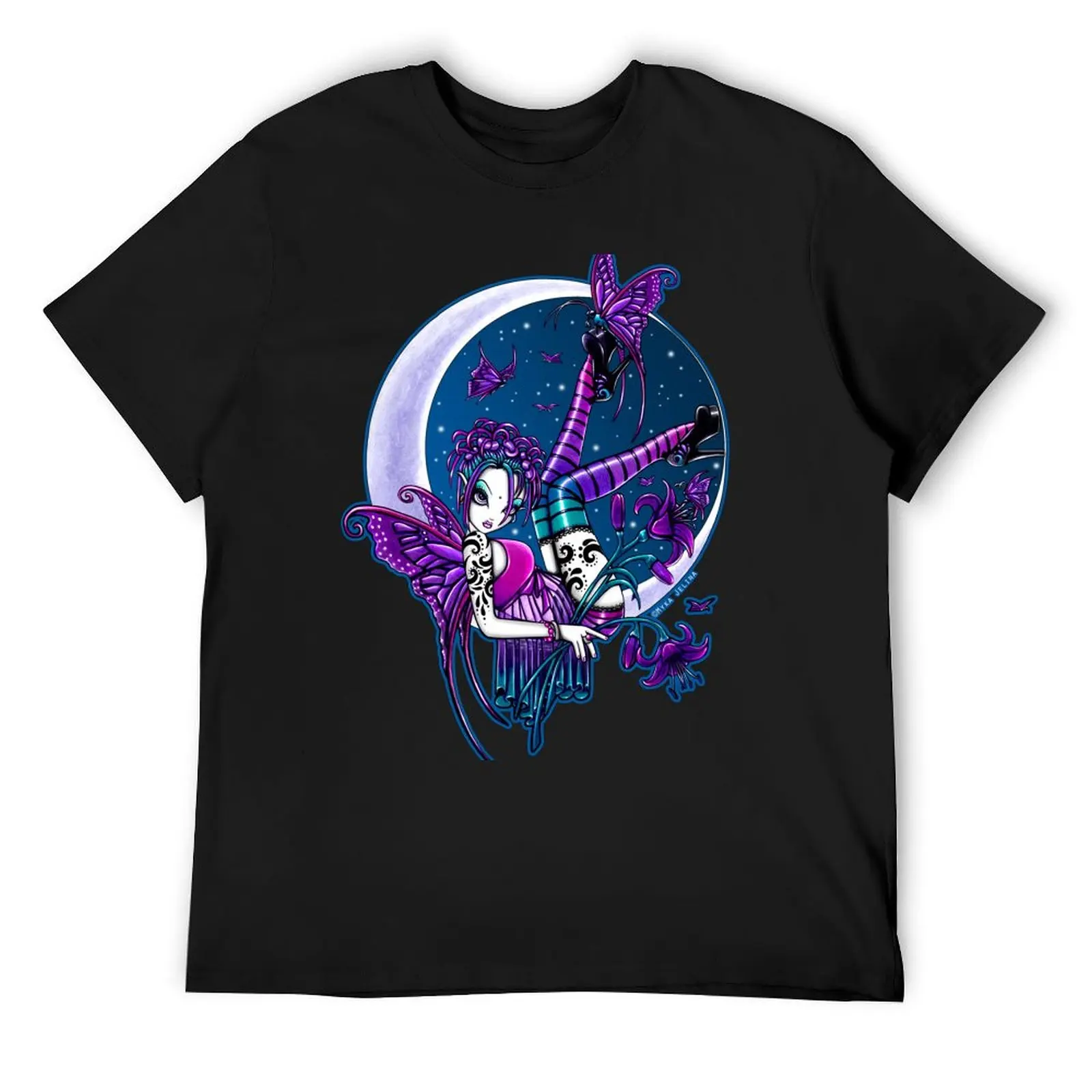 Paige Crescent Moon Stary Night Butterfly Celestial Fairy T-Shirt for a boy tops plain Men's t-shirts