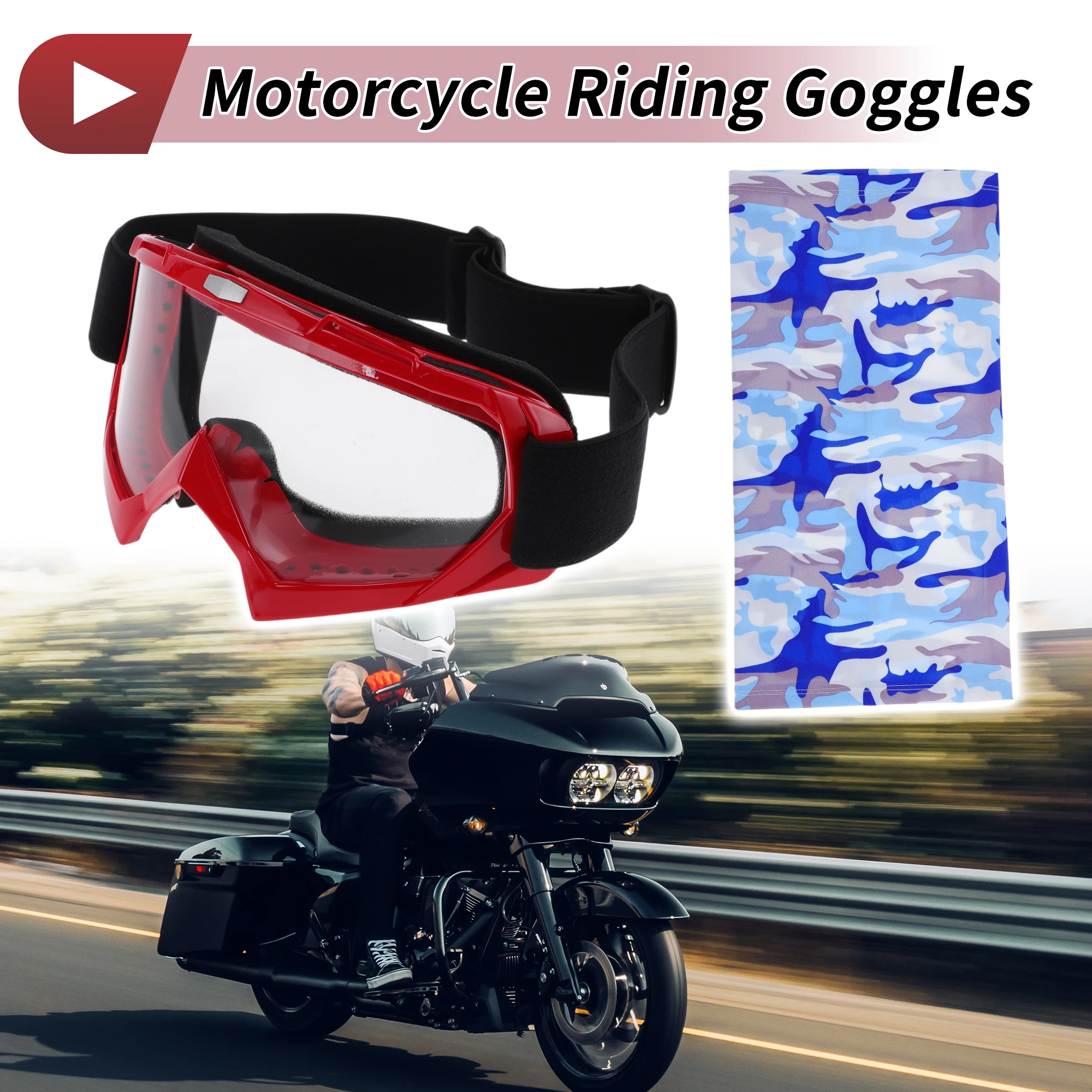 

X Autohaux, 1 комплект, очки для езды на мотоцикле, прозрачные линзы, красная оправа, солнцезащитные очки для ПК, велоспорта