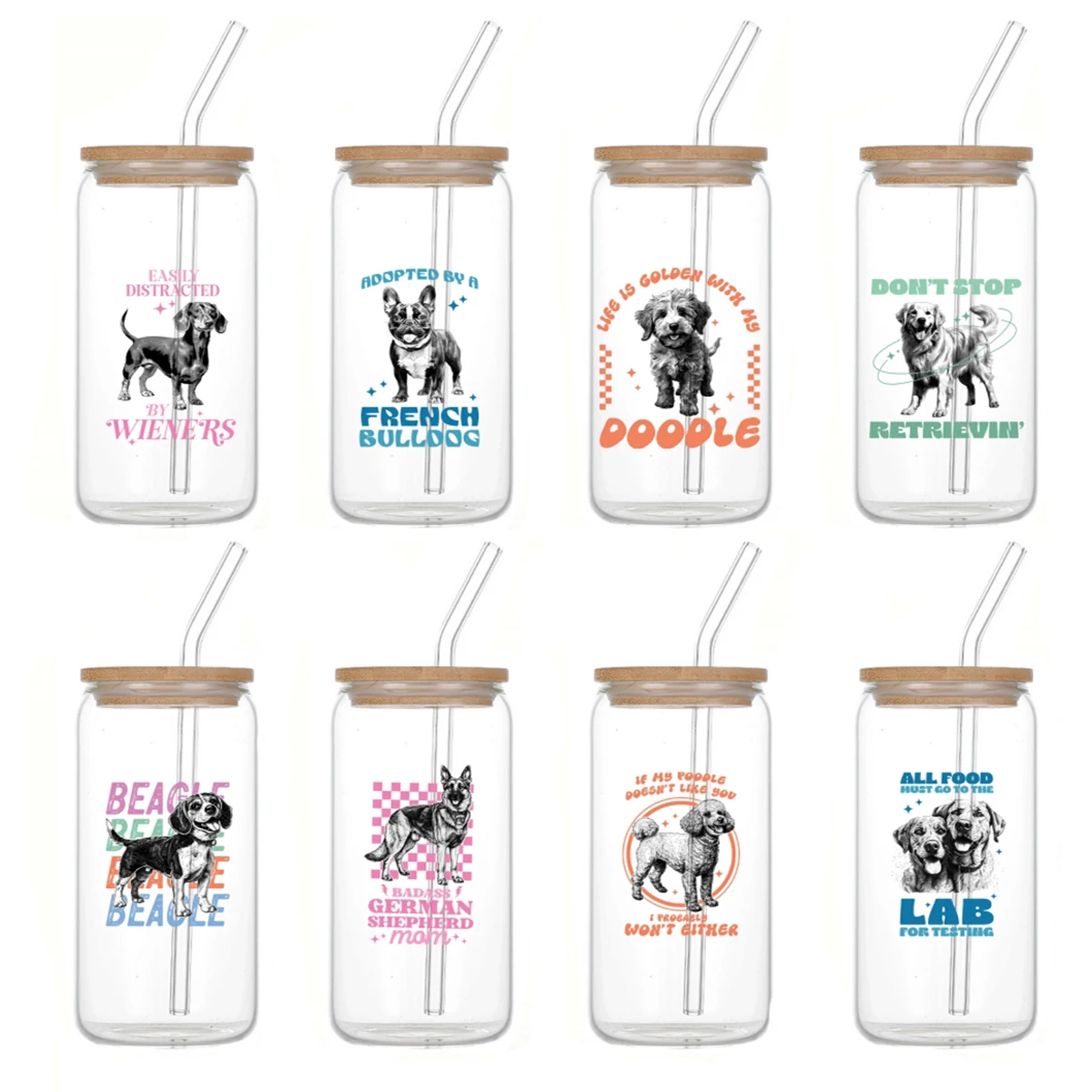 

1pc Cute Colorful Cat 3d Printed Can Glass Coffee Glass Can Soda Can With Lid&Straw Glass Coffee Cup Wine Glass Friendsmas Gift