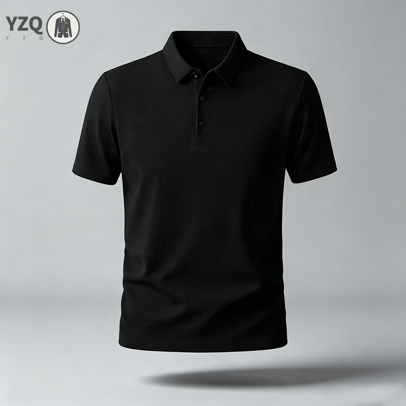 Male Casual Lapel Polo Shirt Short Sleeve Button Placket For Outdoor Walking Weekend Hangout And Leisure Daily Occasions