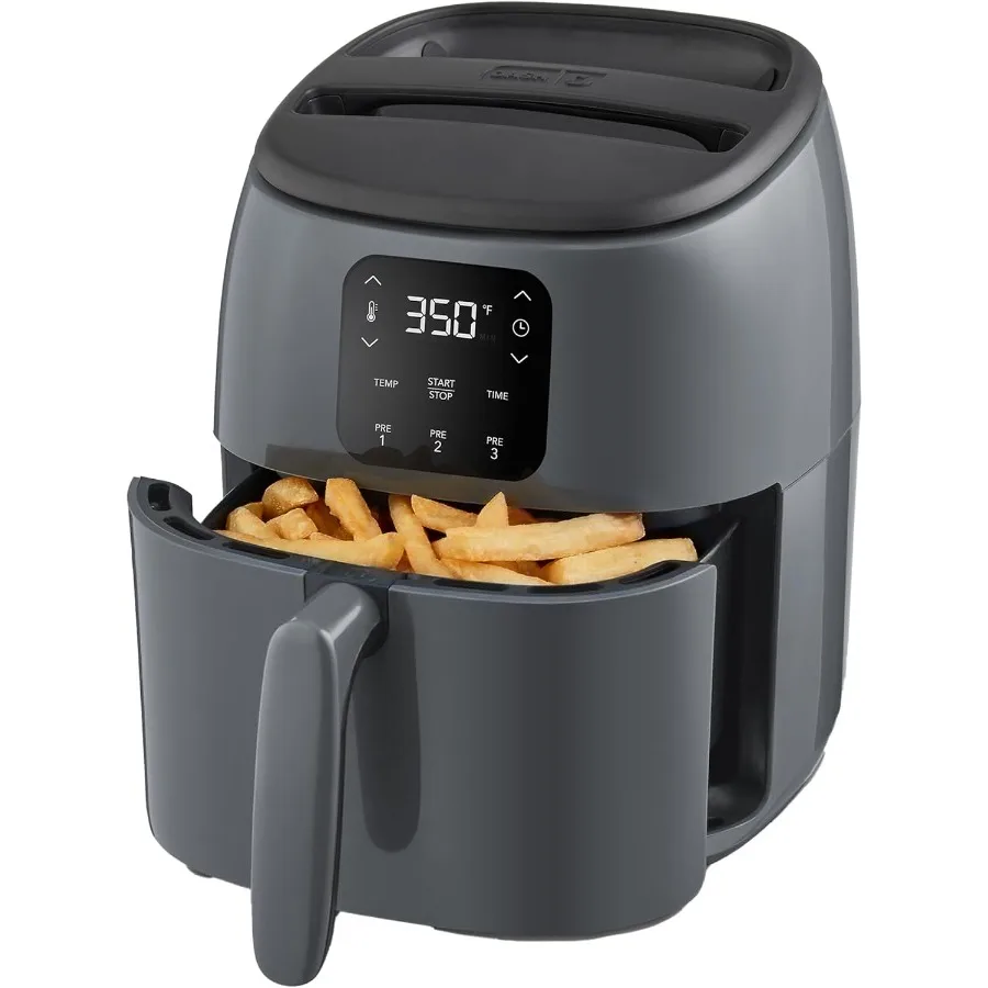 タスティクリスプ 電気エアフライヤーオーブン 2.6クォート 数分でより健康的な食事を実現するグレーのコンパクトエアフライヤー 小さなスペースにも最適 特徴