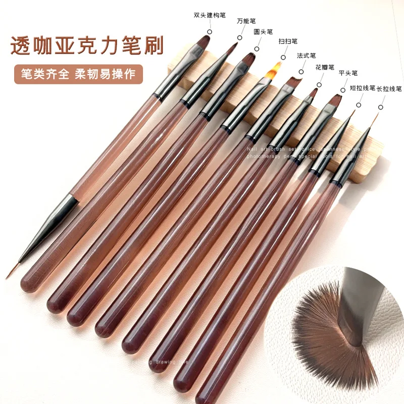 9 個 UV ジェルネイルブラシライナー DIY 絵画ペンマニキュアアクリル描画ブラシネイルアートデザイン爪先端表示ペイントツール