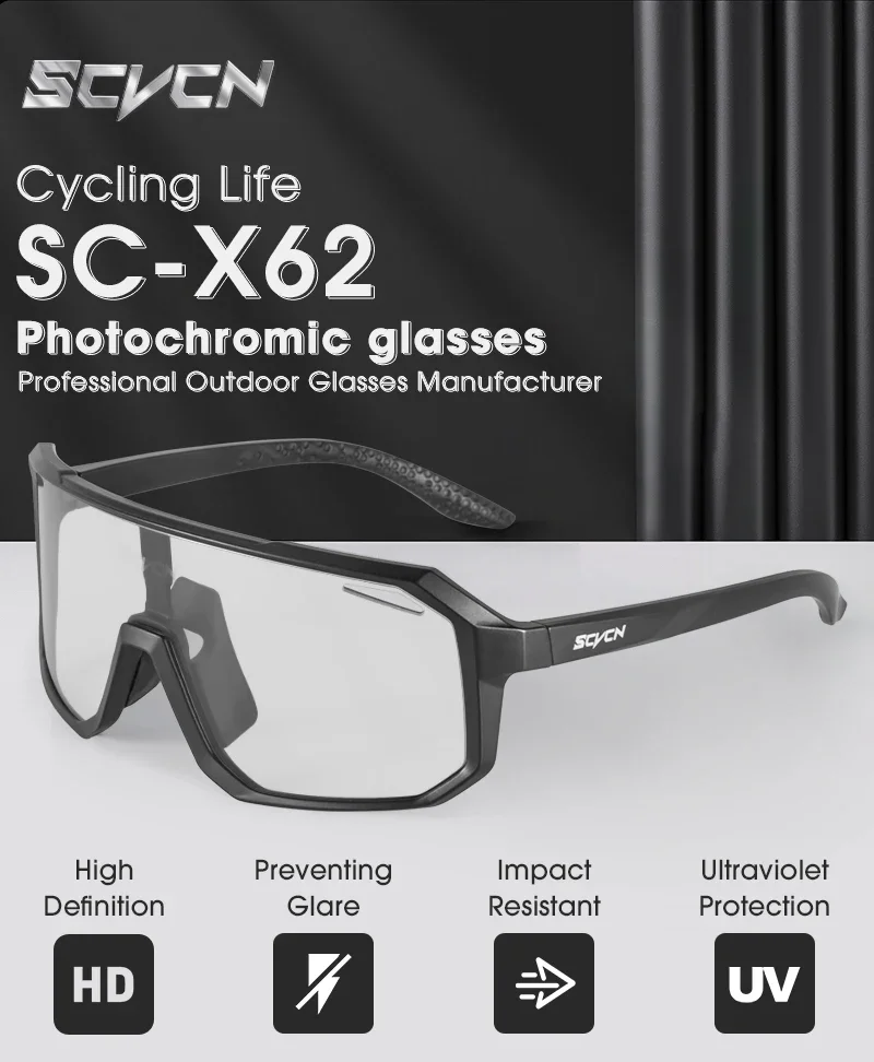 Photochrome Herren UV400 Radfahren Sonnenbrille Frauen Sport Lauf Brillen für Männer Gläser Straße Mountainbike Fahrrad Brille – Detail 1