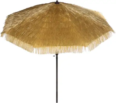 Hula Thatched Tiki Umbrella Tropical Palapa Raffia Tiki Hut Hawaiian Patio Umbrella with Fringe Boho Parasol 6' 8' & 9' Options