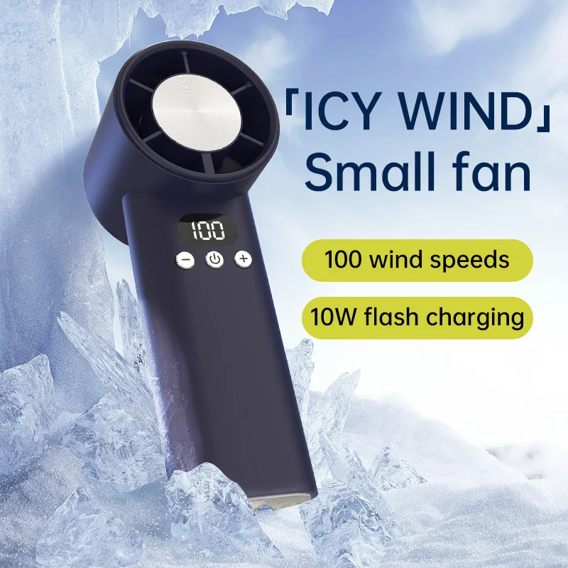 

Портативный ручной вентилятор, 100, скорость ветра, регулируемая зарядка типа C, шумоподавление, цифровой дисплей, высокоскоростной беспроводной персональный вентилятор