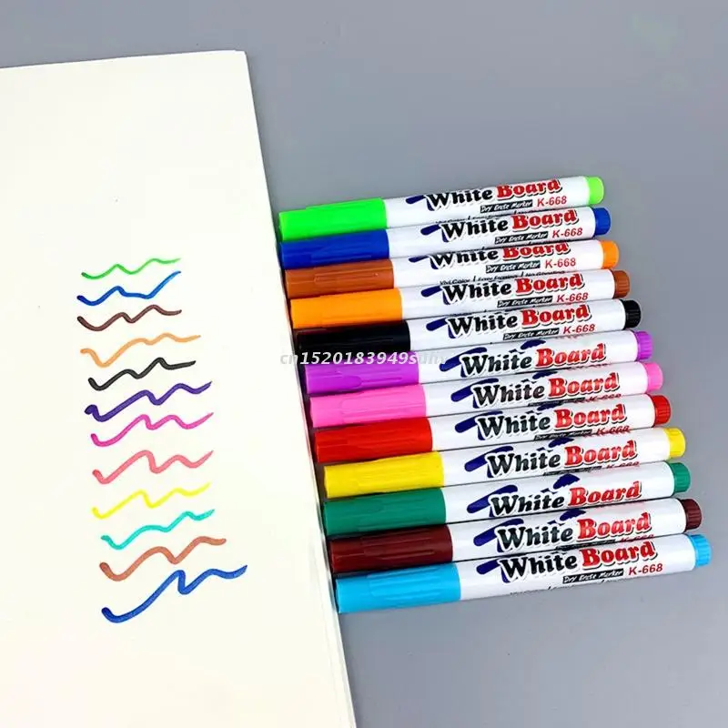 12 Colors Whiteboard Markers Erasable Colorful Marker Pens Liquid Chalk Pens for School Office Whiteboard Chalkboard