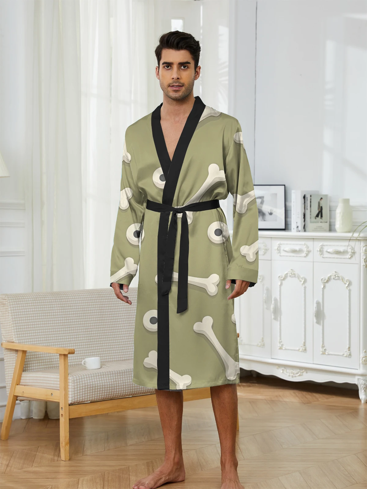 1pcs Men's Robes 2026 Spring/Summer Funny pajamas Graphic Sleepwear robe sleepwear 3D Printed Breathable Bathrobe men
