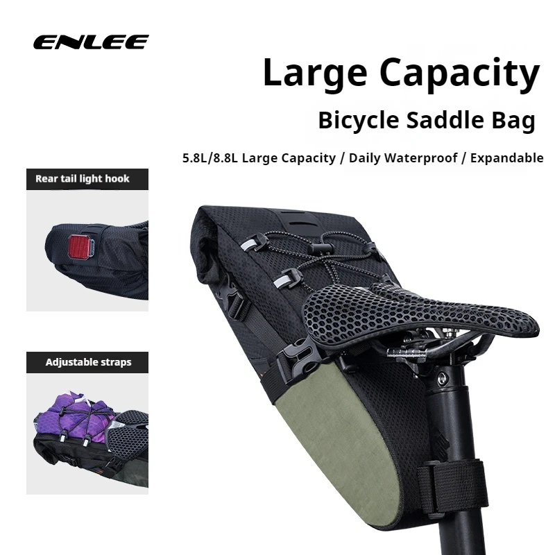 

ENLEE Outdoor Bicycle Multi-functional Rear Bag for Road Bikes Large Capacity 5.8L/8.8L Waterproof Bag for Long-Distance Travel