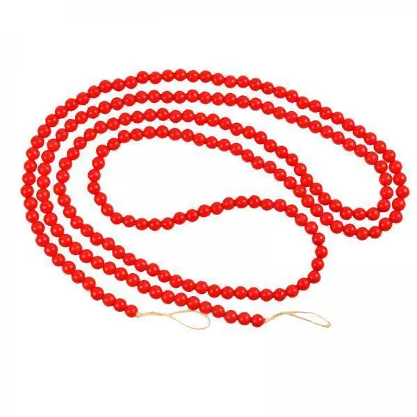 

4xChristmas Wooden Beads Garland Home Decor for Window Holiday Fireplace Red 142cm