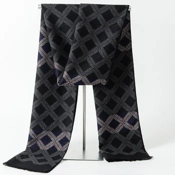 デザイナーブランドチェック柄冬男性カシミヤスカーフ暖かいパシュミナカジュアルソフトロングショールラップメンズネッカチーフビジネススカーフ