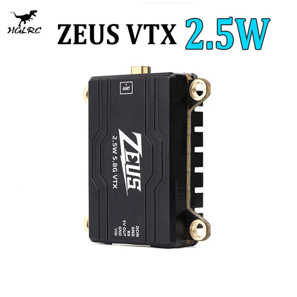 

HGLRC ZEUS VTX 2.5W 5.8G 40CH 2500mW Image Transmission Adjustable CNC Shell Heat Dissipation 2-6S LIPO for FPV Long Range