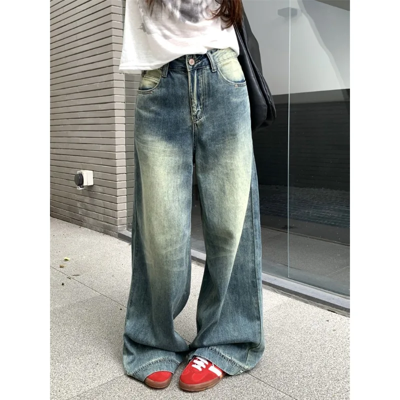 

QWEEK Oversized Jeans Women Vintage Wide Leg Baggy Y2k Grunge Denim Pants Harajuku Korean Fashion Streetwear Trousers Aesthetic