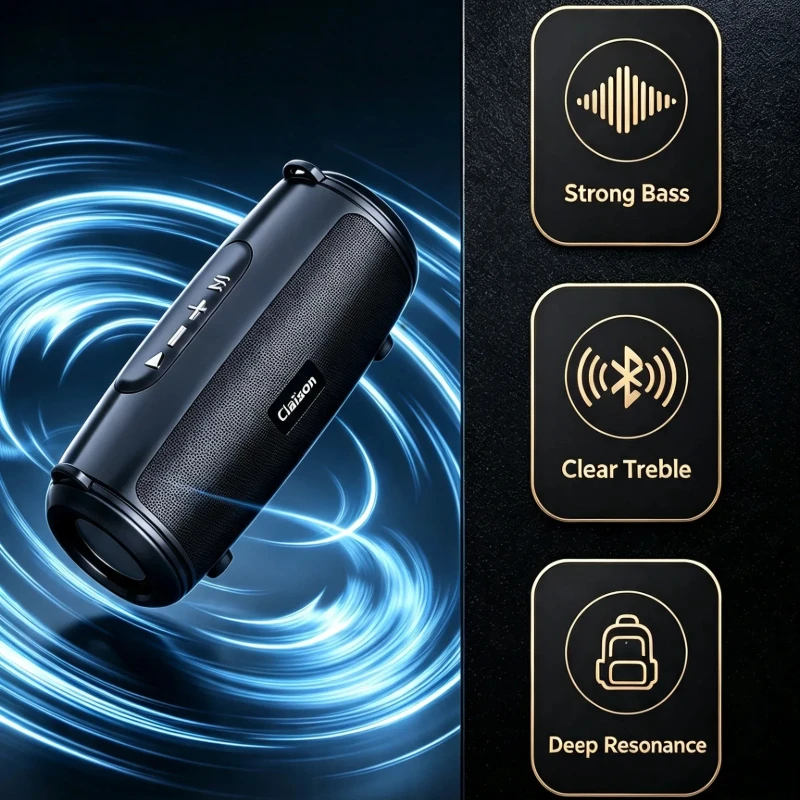 New Claison Wireless Bluetooth Speaker, Deep Bass Portable Outdoor Speaker with TF Card USB Playback, Support Hands-free Call