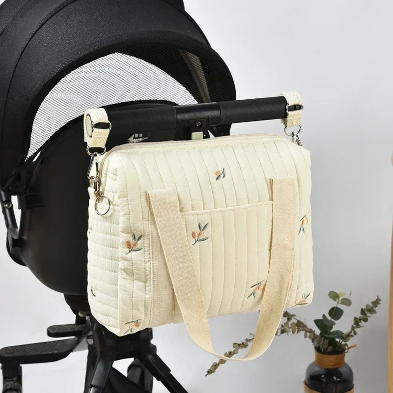 لطيف الدب عربة طفل الحفاض حقيبة كوريا التطريز زهرة الأم حقيبة لينة الأمومة الكتف حزمة المحمولة حفاضات الطفل المنظم #4