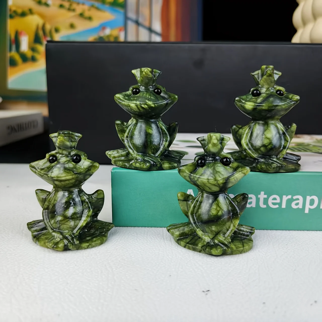 Kristallfrosch-Statue, geeignet für die Dekoration von Schreibtischen zu Hause und als Tierskulptur.