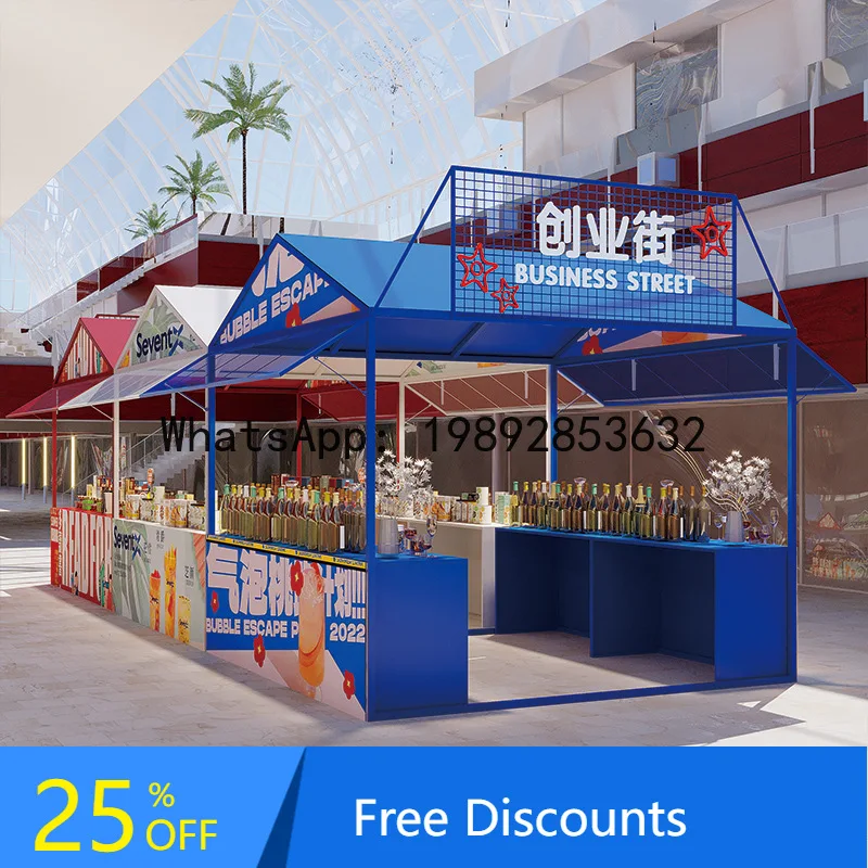 

CZ Market Stall Rack Food Street Square Promotion Rack Commercial Street Display Rack