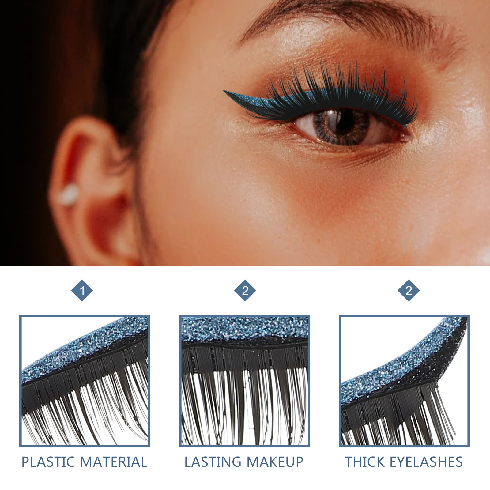 

False Eyelash Stickers Vivid Plastic Beauty Creative Decorative Eyelash Eyeliner Waterproof Long Lasting Daily Makeup