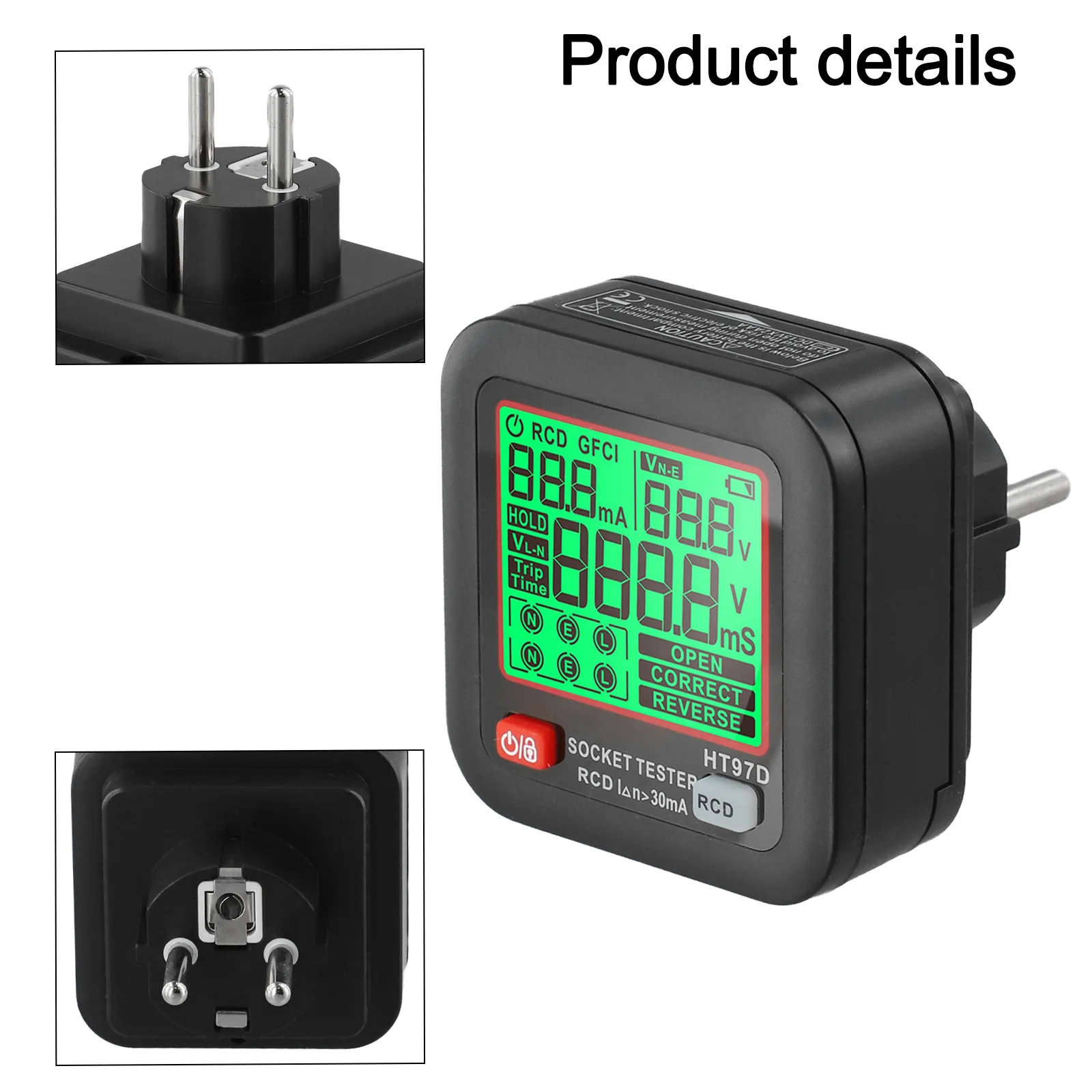 

AC Voltage Tester Digital Socket Tester Data Retention Feature High-Definition Backlit Screen For 3-pin Socket