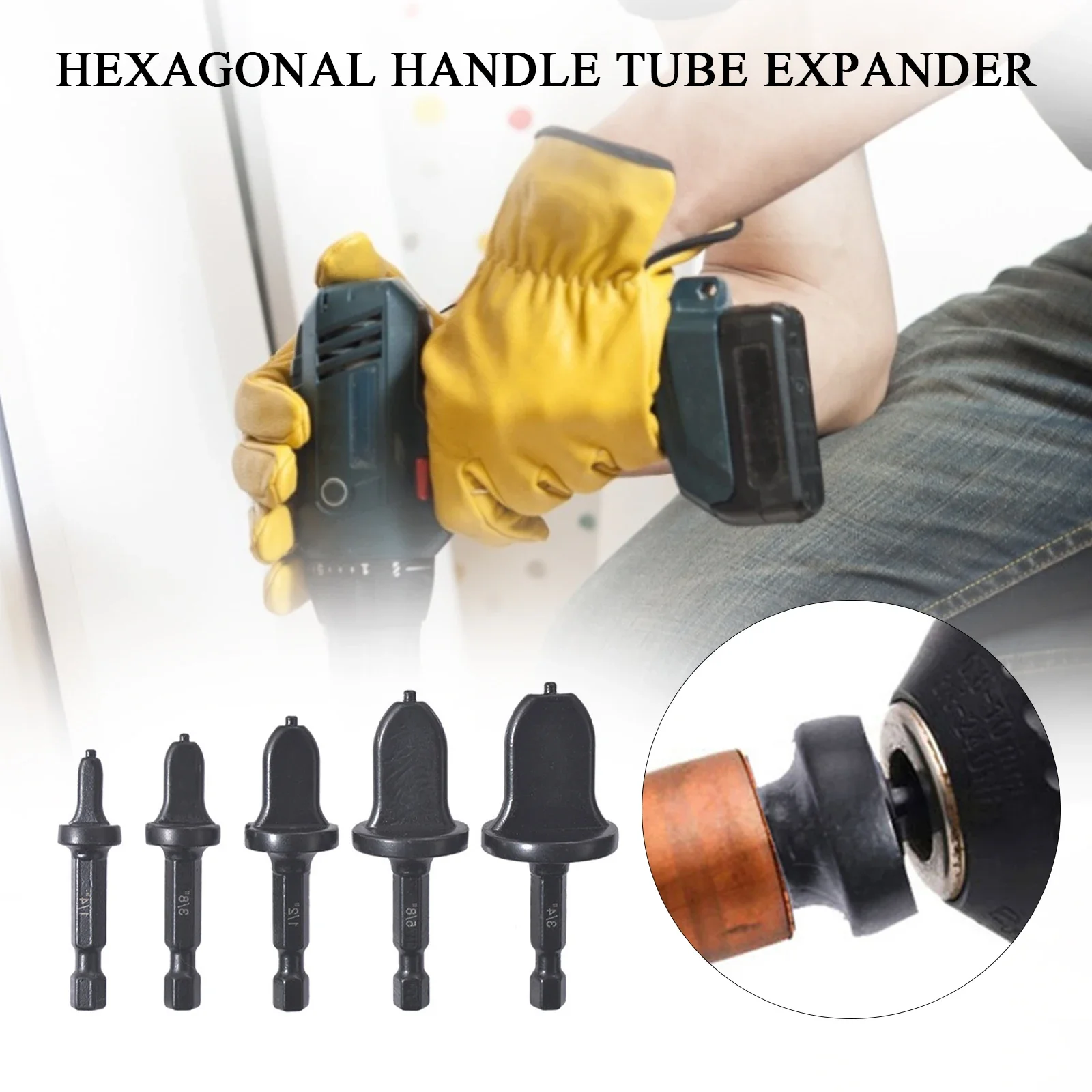 

Copper Pipe Reamer Tool Set 5pcs Hexagonal Handle Pipe Expander Air-conditioning Pipe Expander 1/4” 3/8” 1/2” 5/8” 3/4”