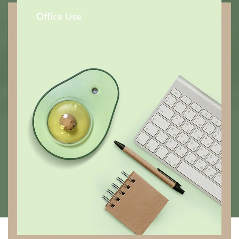 เครื่องเพิ่มความชื้นอะโวคาโดแบบไร้สาย USB Essential อัลตราโซนิกเครื่องสเปรย์น้ำมันเครื่องพ่นไอน้ำขนาดพกพาในบ้านพร้อมไฟไฟ LED กลางคืน