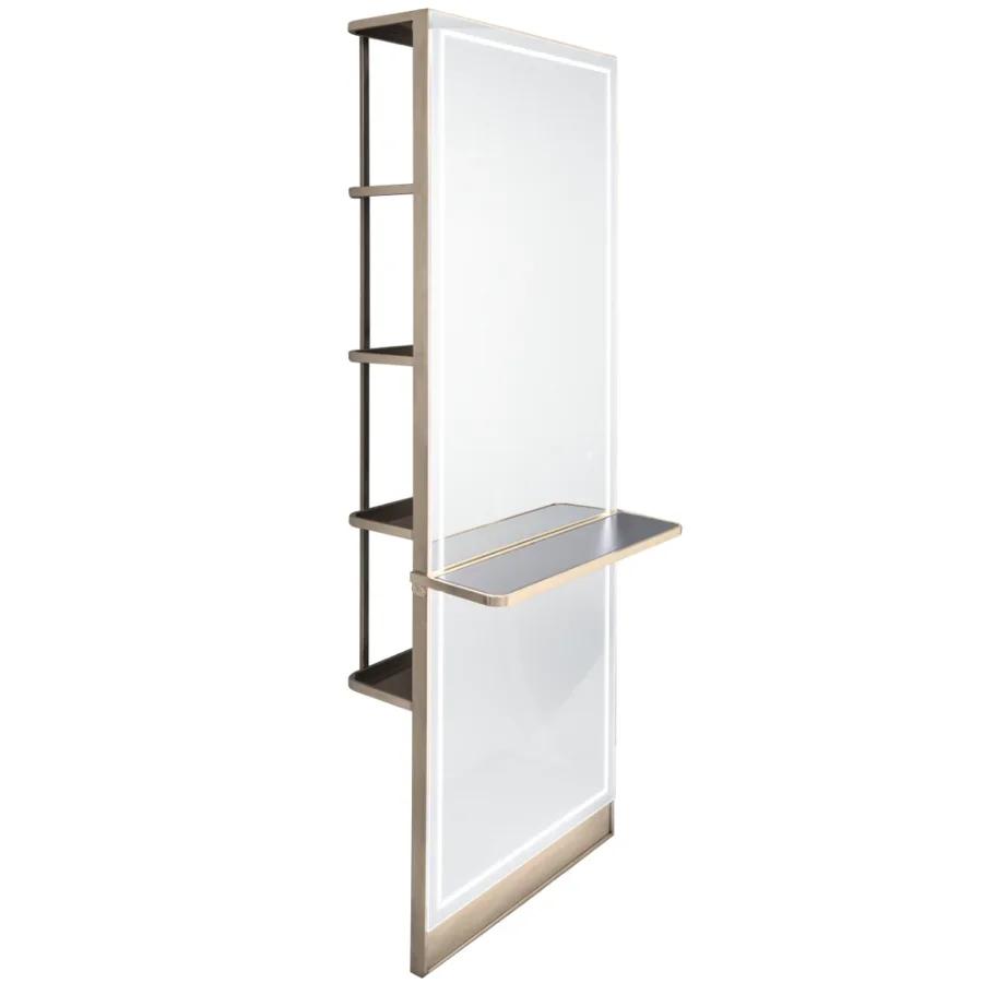 SEC Madrid Luxury Modern Salon Styling Unit with Storage Shelf and Gold finish-for Gym Apartment Beauty Salon or Barbershop