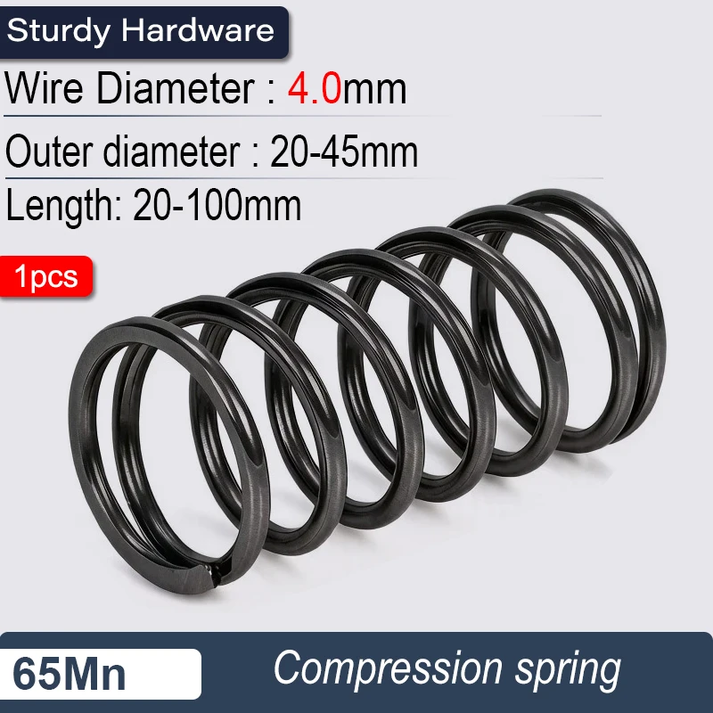 65MN High-Strength Spring Steel Compression Spring, 4.0mm Wire Diameter, OD 20-45mm,, Shock Absorber Return Spring