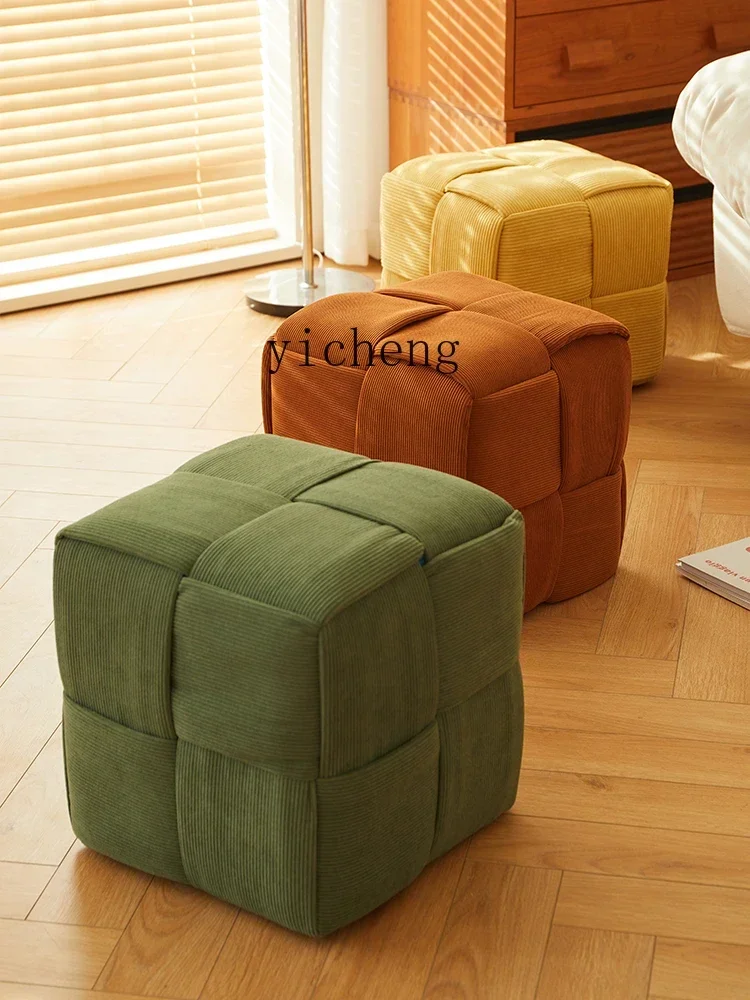 

YZ small stool home sofa stool living room retro seat pier corduroy Internet celebrity door shoe change small bench
