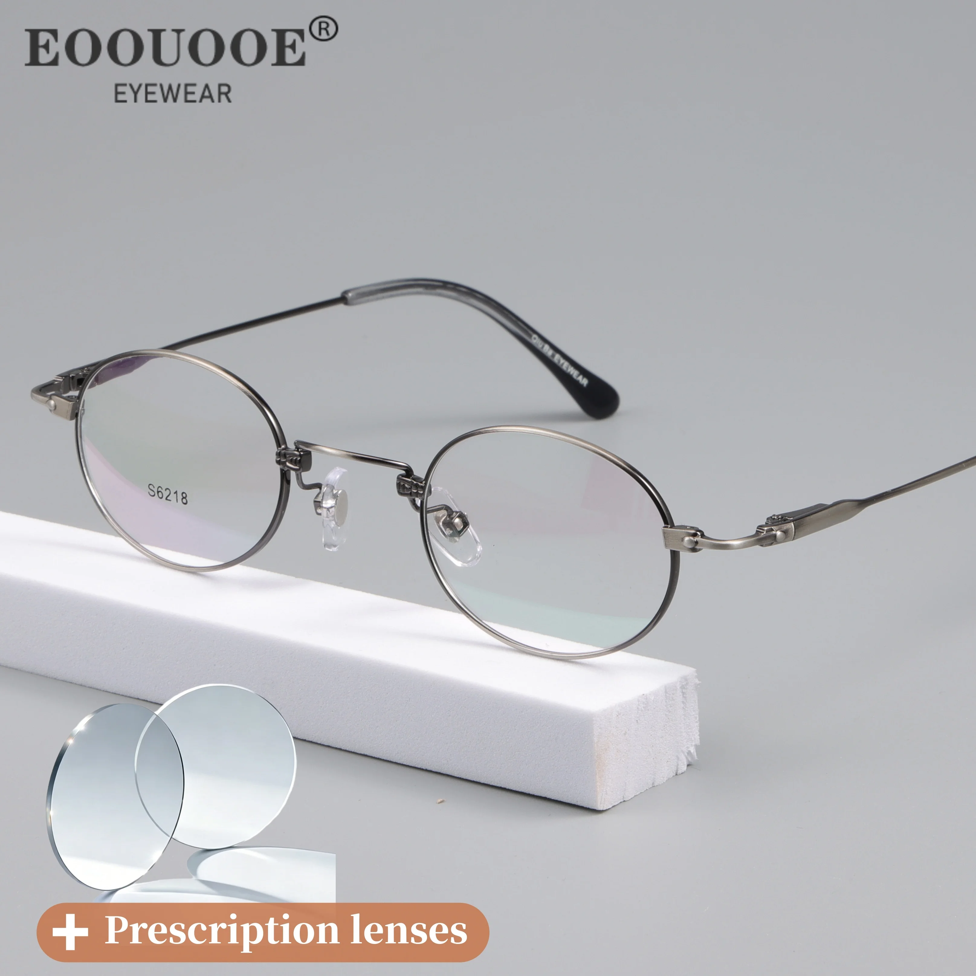 

Retro Men's Small Oval Glasses Spring Metal Eyewear Myopia Recipe Distance Hyperopia Reading Customized Lenses