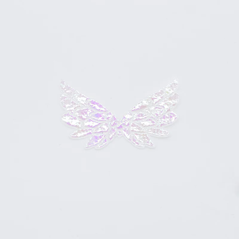 60Pcs 5cm Glitter AB Colors Angel Wing Appliques Single Side Iridescent Fairy Wing Patches for Crafts Headwear Bowknot Decor