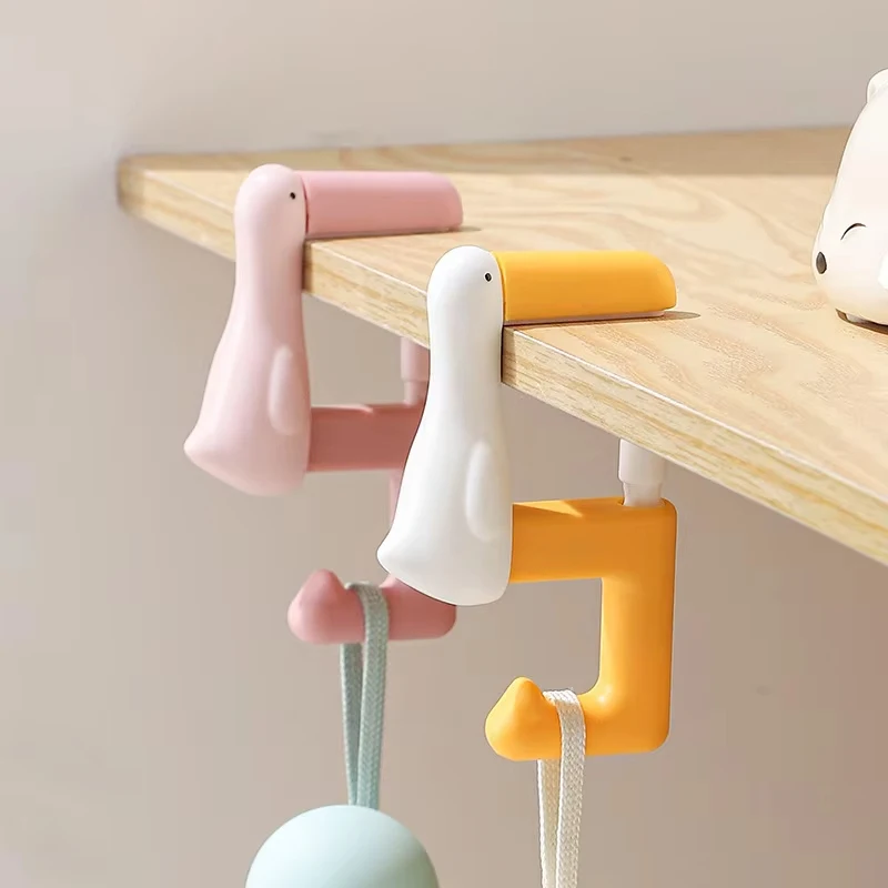 5pcs Portable Office Hook Thinking Duck Adjustable Desk Side Bag Hanger For Schoolbag Backpack Home Table Storage Use Holder Set