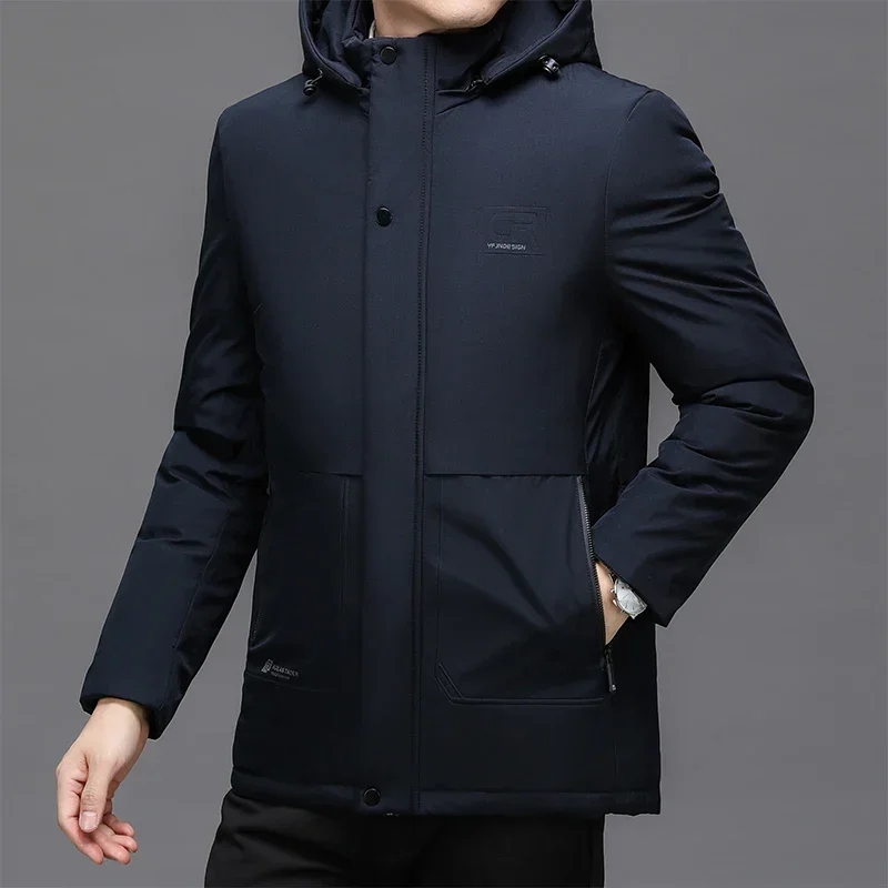 Mens Winter Jacket Windproof Men Thick Warm Gift for Father Husband Parka Windproof Parkas New Fashion Fleece Hooded ZL521